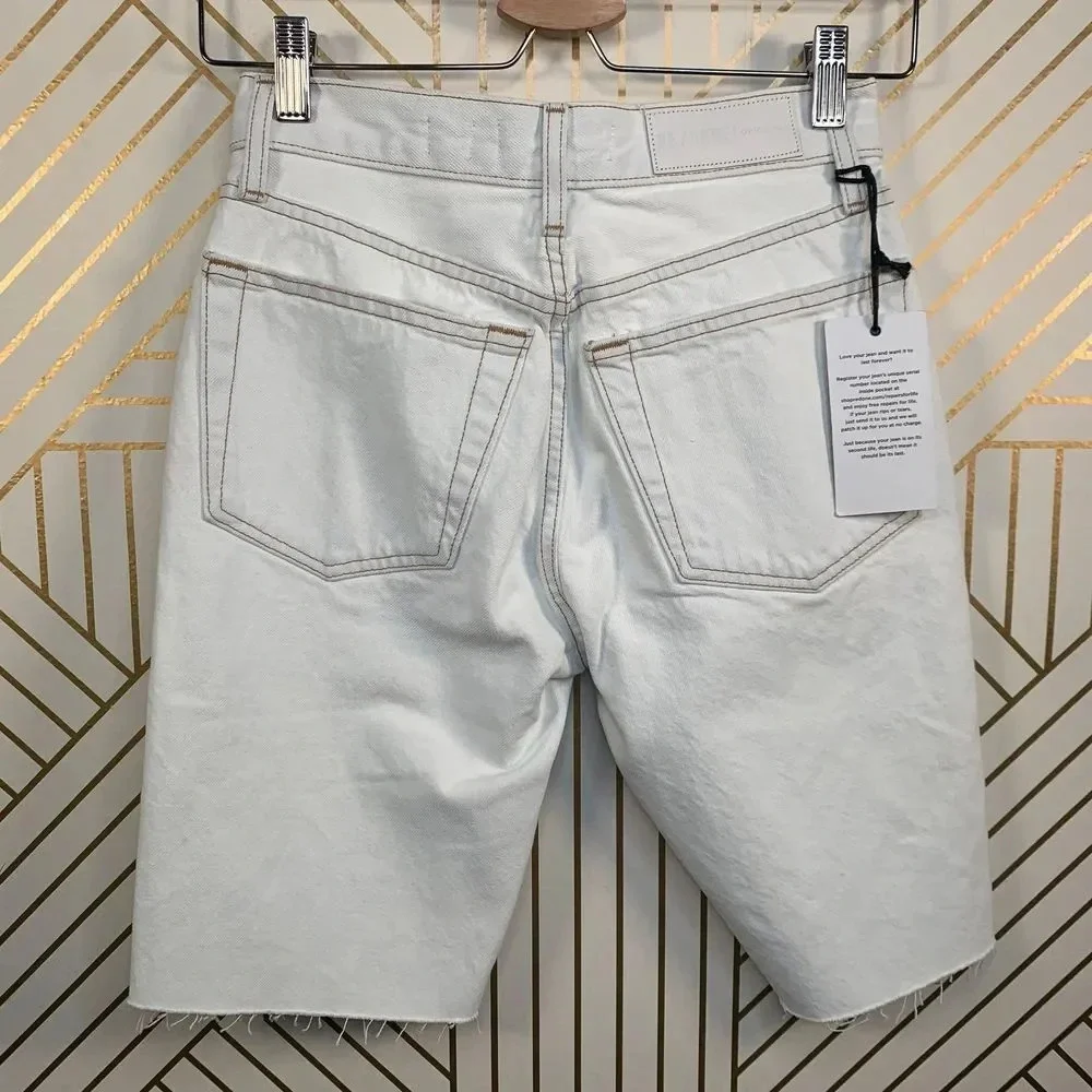 RE/DONE 80'S Long Denim Shorts in Bleach‎ White